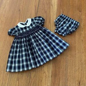 Ralph Lauren Plaid Smocked Cotton Formal Dress Set